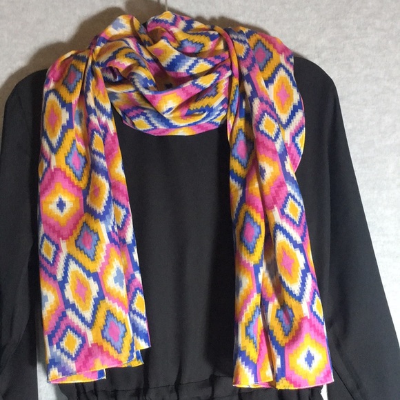 AZTEC Southwest Tribal Design 100% Pure Cotton Versatile Colorful X Large Scarf - Picture 2 of 14